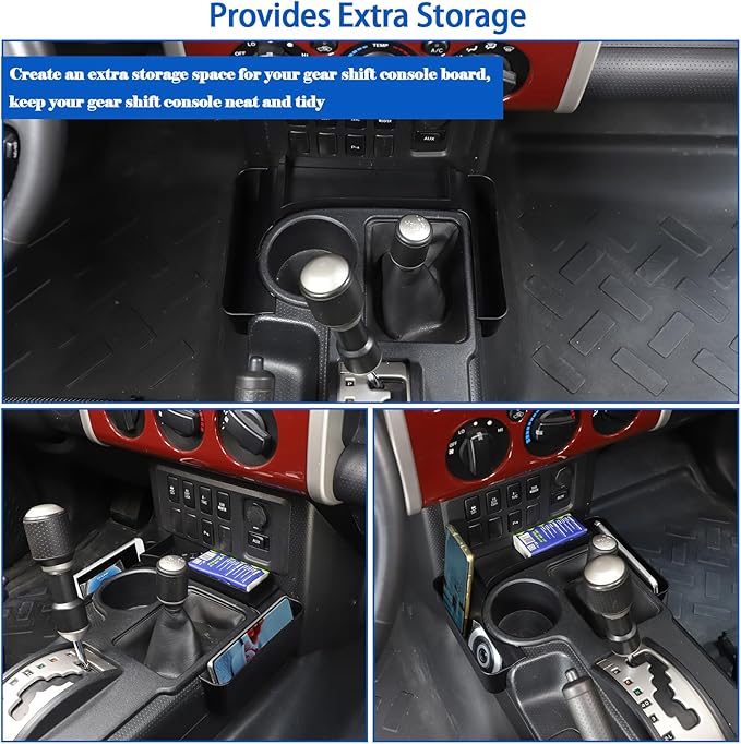 Gear Shift Organizer Tray Fit for Toyota FJ Cruiser 2007-2021, Center Console Shifter Storage Box, ABS Storage Tray, Create Extra Storage Space for Driver and Passenger