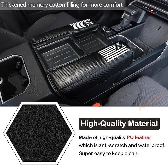 Upgrade Car Leather Center Console Protector Cover Compatible with Toyota Tundra 2022+ Sequoia 2023+ Center Console Armrest Seat Box Cover Cushion Lid Protector Pad Waterproof Anti-Scratch Accessories