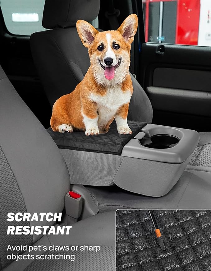 JOYTUTUS Center Console Cover Compatible with 2004-2010 Ford F150 with 40/20/40 Jump Seat, Leather Armrest Cover Center Console Cushion (Jump Seat Only)