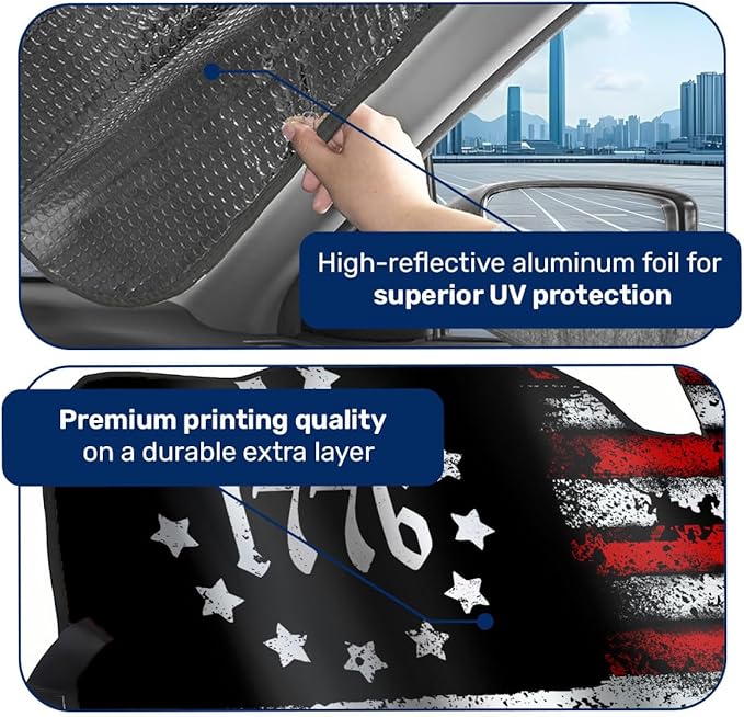 GENANY We The People Windshield Sun Shade for Car SUV Truck (55x30 Inches), Memorial Day Sun Shade Windshield for Windows, Protector Blocks UV, Car Decor