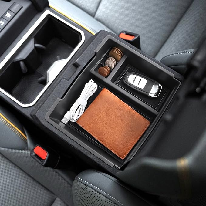 2024 2025 2026 Tacoma Center Console Organizer for Toyota Tacoma (SR5/TRD Off-Road/TRD Sport/TRD Pro/Limited/Trailhunter), Durable ABS Plastic Armrest Tray Insert 2025 2026 Tacoma Accessories