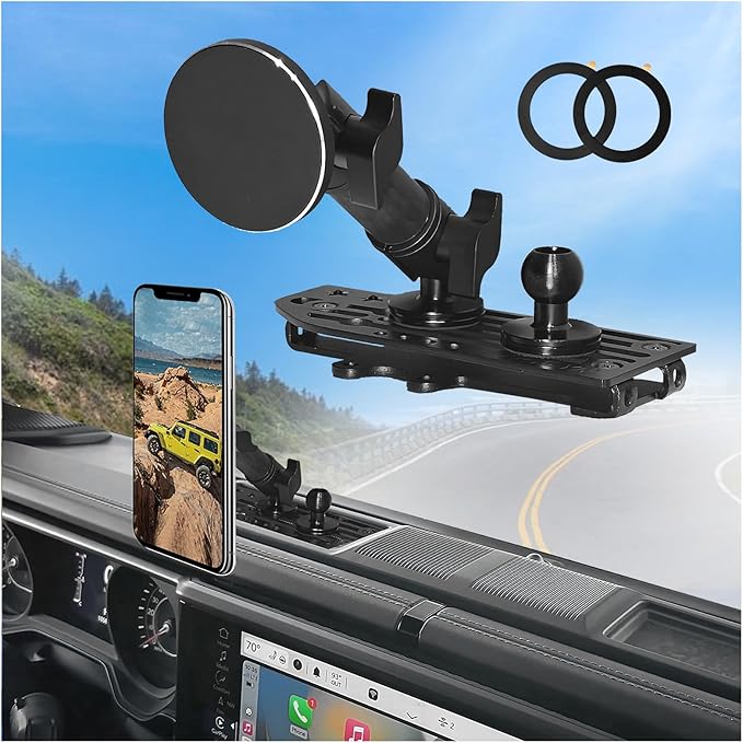 WXRYLYN 2024 2025 Wrangler JL 4xe Gladiator Dash Magnetic Phone Mount Phone Holder for 2024 2025 J eep Wrangler JL 4xe Gladiator Metal Dash Platform Magnetic Phone Mount-Driver Side
