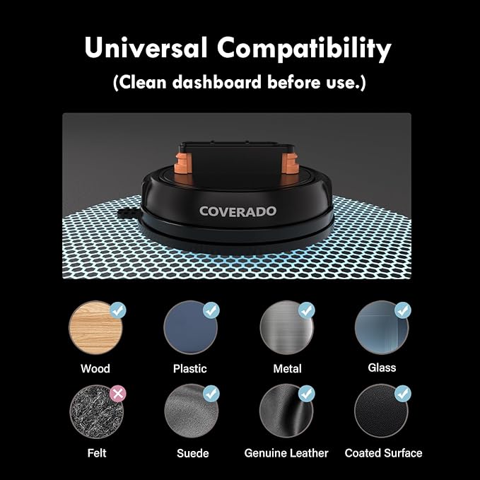 Coverado Magnetic Car Phone Holder, Vacuum Magnetic Phone Holder for Car, 360° Rotation Strong Magnet Car Phone Mount Dash Cell Phone Mount for iPhone 17/16/15/14/13/12