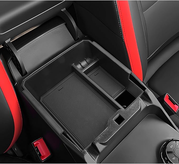 LUWU 2025 2026 Ranger Center Console Organizer for 2024 2025 2026 Ford Ranger XL/XLT/Lariat/Raptor Accessories Armrest Console Storage Box Glove Organizer Tray ABS Material Black