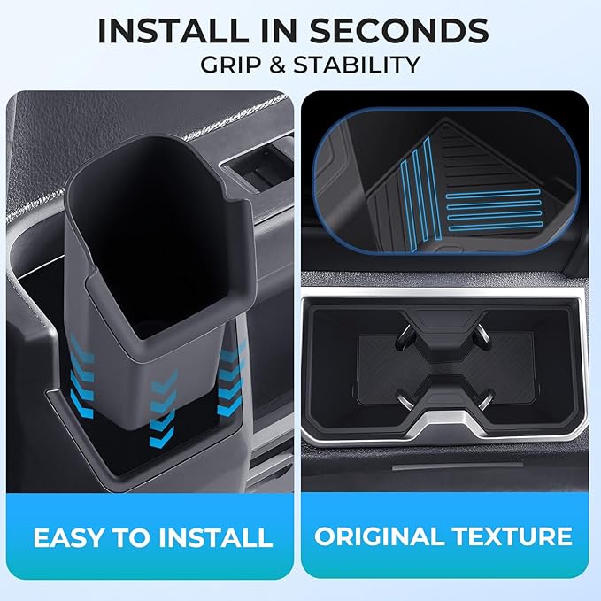 Cup Holder Inserts for Toyota 4Runner 6th Gen 2026 2025, Front & Rear TPE Center Console Interior Accessories Cup Holders Covers Protector for 2025-2026 4 Runner, Black