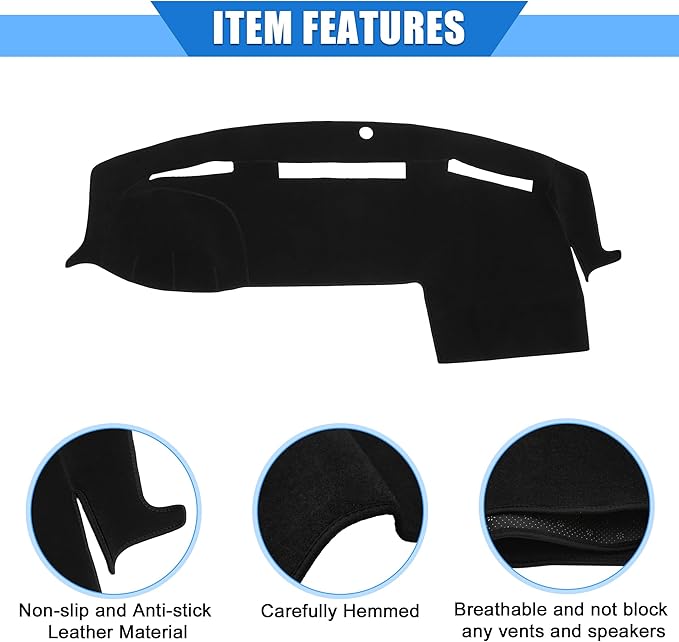 Car Dashboard Cover Compatible for Dodge for Ram 2010-2018, Protective Polyester Black Center Console Interior Trim Dash Cover Mat Pad