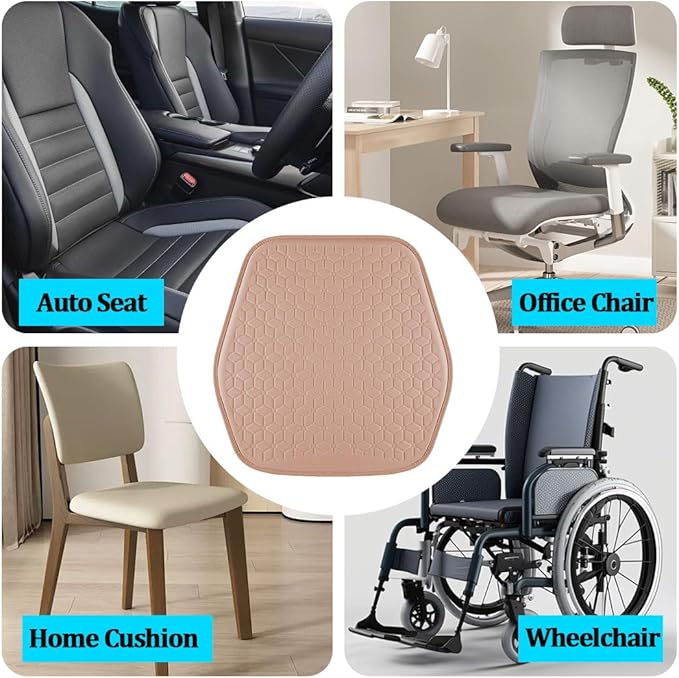 Gel Car Seat Cushion, Soft Cooling Honeycomb Non-Slip Vehicle Seat Bottom Mat for Long Sitting, Breathable Automotive Interior Chair Pad to Reduce Sweat, Universal for Truck SUV RV (Pink)