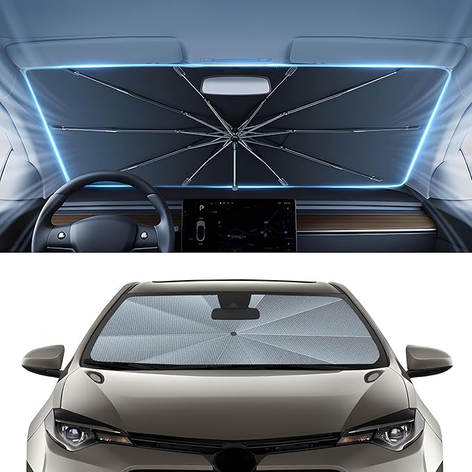 Autorder Windshield Sun Shade Umbrella for 2014-2018 Toyota Corolla Accessories,Upgraded Ice Crystal Material,Easy Setup Umbrella Sunshade for Car Windshield,100% Sun Blocking
