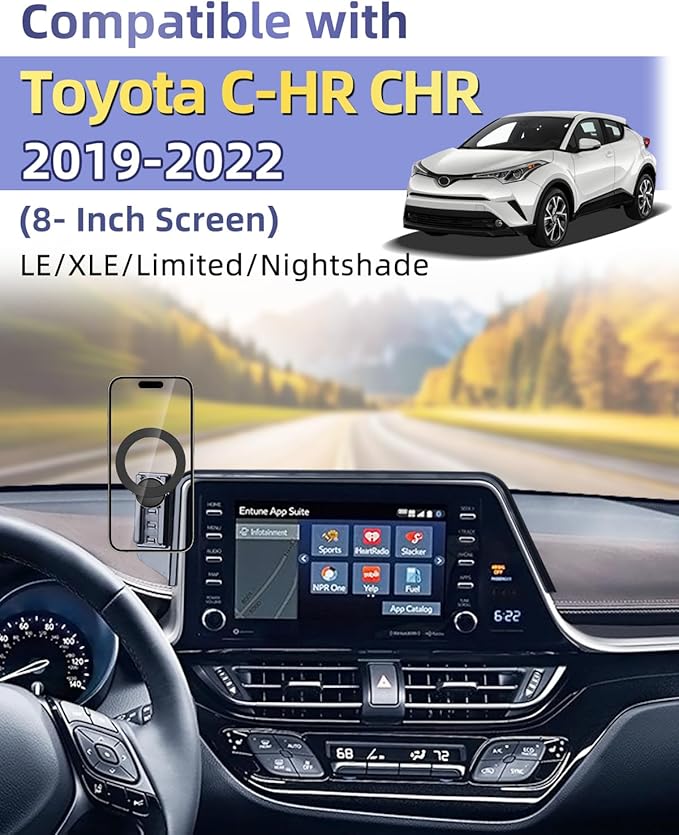PZK Car Phone Mount for Toyota C-HR CHR 2019 2020 2021 2022 LE/XLE/Limited/Nightshade Accessories 8-inch Screen Compatible with Magsafe Cell Phone Holder 360° Rotation Phone Cradles Not Affect Vent