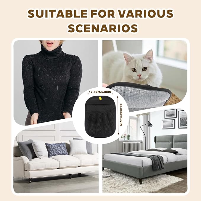 Pet Hair Remover, Electrostatic Pet Hair Removal Gloves, Reusable Cat & Dog Hair Removal Tool, 2025 Upgraded Pet Grooming Gloves for Couch, Furniture, Carpet (2 Pack)