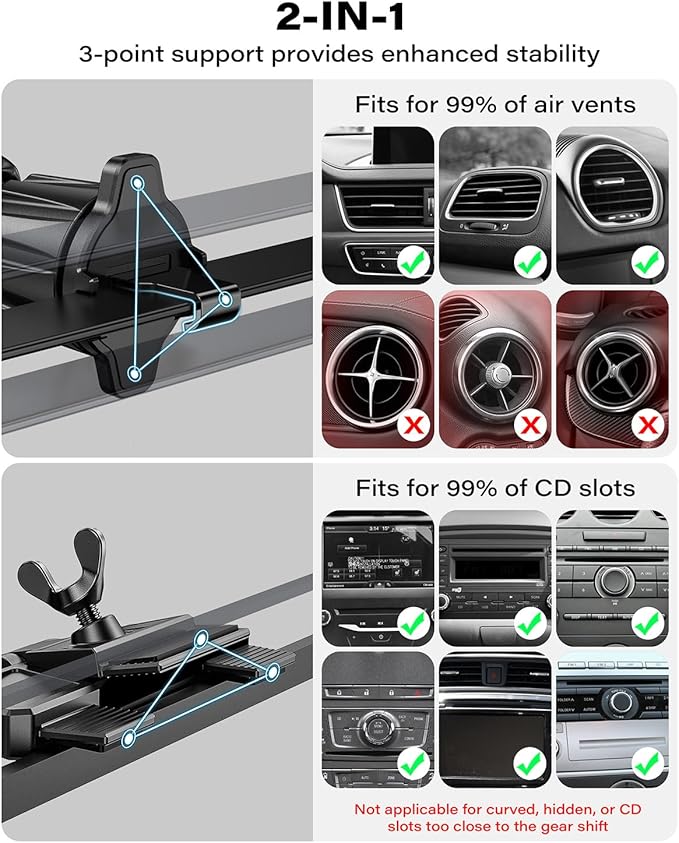 A2C Qi2 15W Wireless Car Charger CD Mount for MagSafe, Magnetic Wireless Charger Car Air Vent | CD Slot with TEC Thermoelectric Cooler Module, Fast Charging for iPhone 17 16 15 14 13 12 Series