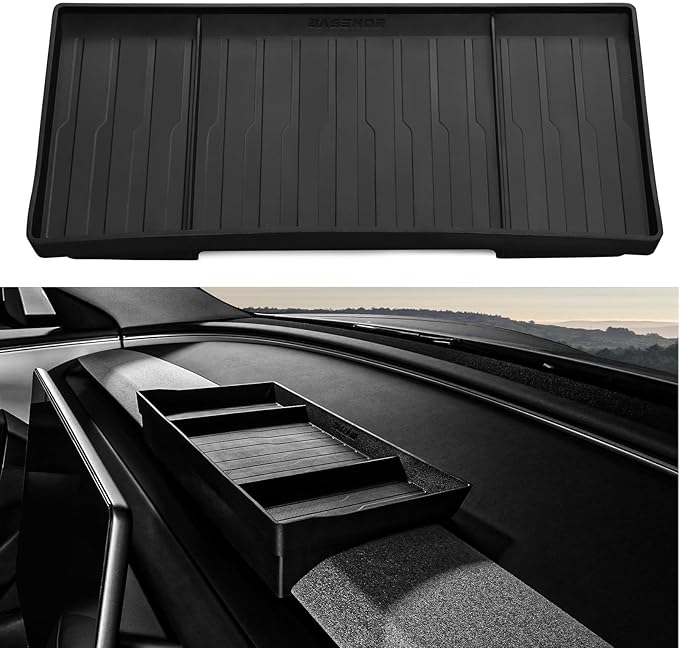 BASENOR 2026 Tesla Model Y/3 Dashboards Behind Screen Storage, Center Console Hidden Organizer, Tissue Sunglasses Holder for 2025 2026 Model Y Juniper 2024-2026 Model 3 Highland