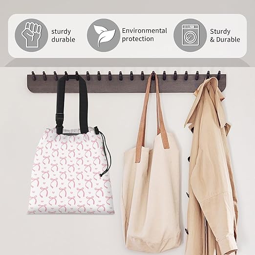Car Trash Bag Large Hanging Can for Back of Seat, Cute Waterproof Car Garbage Bag for Vehicle, Travelling, Outdoor Cute Pink Bow Heart