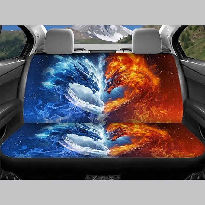 KEIAHUAN Dragon Fire Car Car Seat Covers Full Set Universal Fit Vehicle Bucket Seat Cover Stretchy Breathable Front and Rear Seat Covers for Most SUV,Sedan,Truck,Minivan
