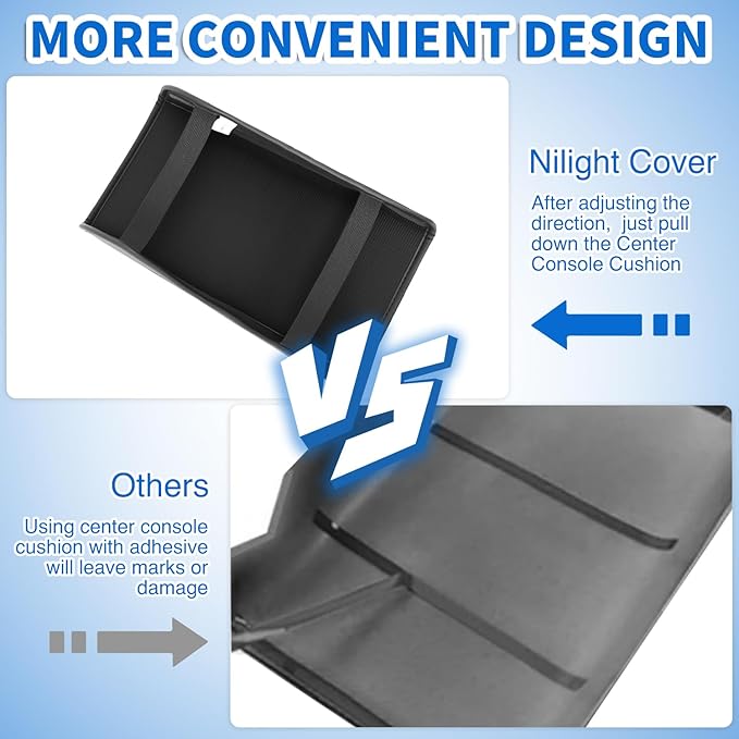 Nilight Center Console Cover Fit for 2017-2023 Tesla Model 3 2020 2021 2022 2023 Model Y PVC Leather Middle Console Cover Tesla Model 3/Y Car Center Console Cushion Pad Car Armrest Box Cover-Black