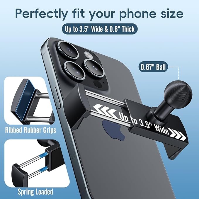 Upgraded Vent Metal Phone Mount for Tacoma 2016 -2023 and 2014-2021 Toyota Tundra, 3rd Gen Toyota Tacoma Cell Phone Cradles with 360° Adjustable Double Socket Metal Arm Fit for All Smartphones
