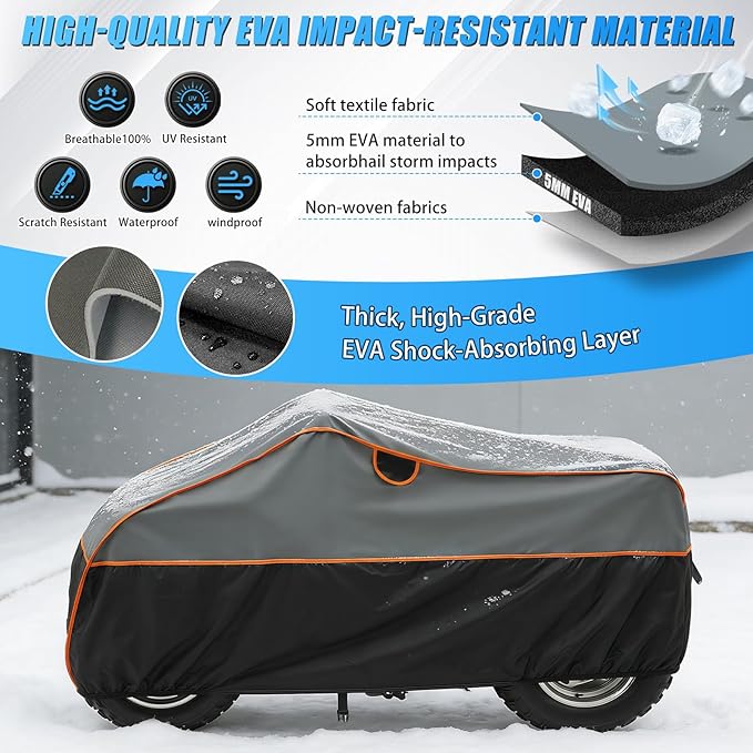 ATV Cover for Hail Protection, 96 Inch Heavy Duty 4 Wheeler Quad Cover, All-Weather Protection, Compatible with Polaris,Honda,Yamaha,Canam,Kawasaki,Suzuki, 96''Lx 50''Wx 48''H