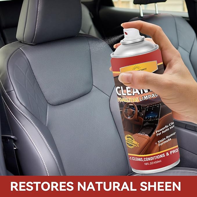 Dashboard Polish Wax, Premium Leather Cleaner & Conditioner 2 in 1 - Safe for Car Seats, Shoes, Jackets | Deep Cleaning & Moisturizing, Removes Stains/Dirt Without Damaging Leather, 16 oz(Pack of 1)