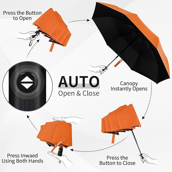 Yoobure Windproof Travel Umbrella - Automatic Umbrellas for Rain, Compact Folding Umbrella with UV Protection, Lightweight Portable Design for Backpack/Walking/Car, Sun & Storm Ready