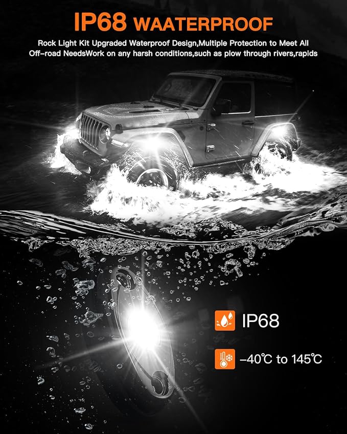 LEDMIRCY R1 Pure White LED Rock Lights Kit with Roker Switch Wire Harness 12PCS High Power Rock Lights White for Trucks Off Road ATV UTV SUV Underglow Trail Rig Light Under Body Waterproof Light