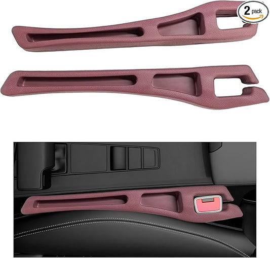 2 PCS Car Seat Gap Filler Organizer, No Drop Vehicle Seam Plug Organizer with Storage Slot, Multifunctional Console Side Gap Filler for Most Vehicles, Car Accessories (Red)
