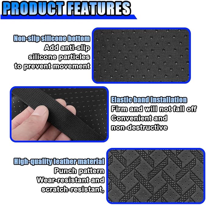 Car Center Console Cover, Leather Car Armrest Storage Box Protector Pad, Middle Console Cover with 2 Side Storage Bags, Vehicle Armrest Cushion for Most Cars, Trucks, SUVs (Black)