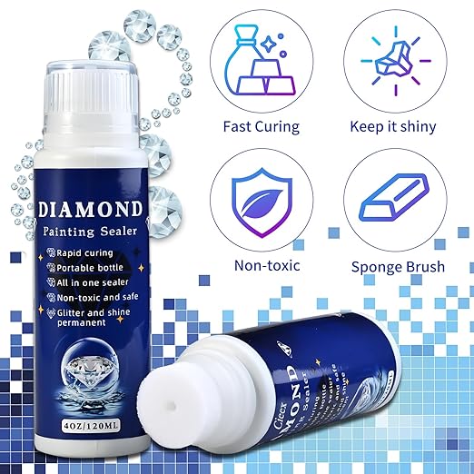 2pcs Diamond Painting Sealer Protectant Brightener(120ml*2), Diamond Art Painting Accessories Glue, Diamond Art Glue Sealer Supplies Clear Finish Permanent Hold & Shine Effect (8OZ)