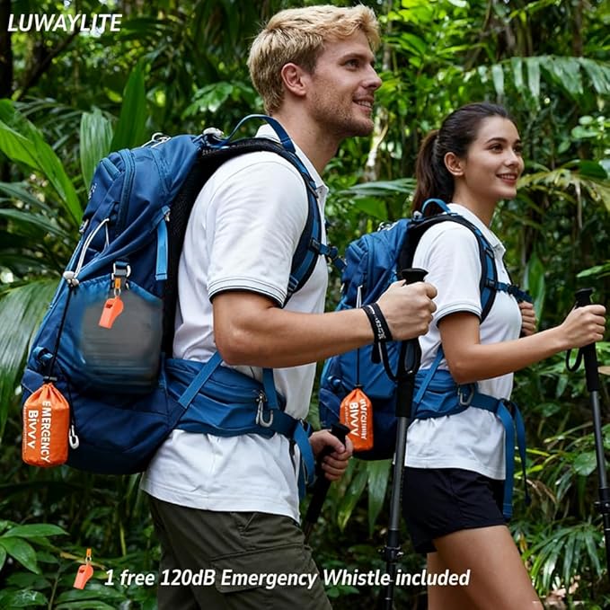 Emergency Sleeping Bags 2 Pack - Waterproof Mylar Thermal Bivy Sack Survival Gear, Portable Lightweight Emergency Bivvy Blanket with Whistle for Outdoor Camping, Hiking, Car Kit and Military Use