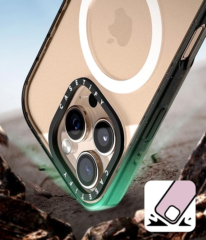 CASETiFY Impact iPhone 15 Case [Slim/Compatible with Magsafe / 8.2 ft. 4X Military Grade Drop Protection] - Beachy Vacay BY Brook GOSSEN - Clear Black