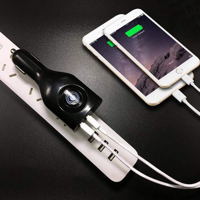 NDLBS 2Pack USB Car Charger, 2-in-1 Portable With Foldable Plug Wall Charger for iPhone X XR XS 7 8 Plus Note 8 9 Galaxy S8 S9 Plus LG Pixel