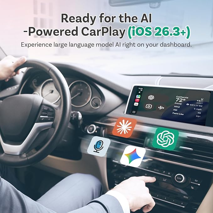 OTTOCAST 2026 Upgrade Mini Cube 3.0, 2-in-1 Wireless CarPlay & Android Auto Adapter, Plug & Play Dongle, Fast Auto-Reconnect, Dual-Band 5Ghz, for Cars with Wired CarPlay & Android Auto (USB Type-A)