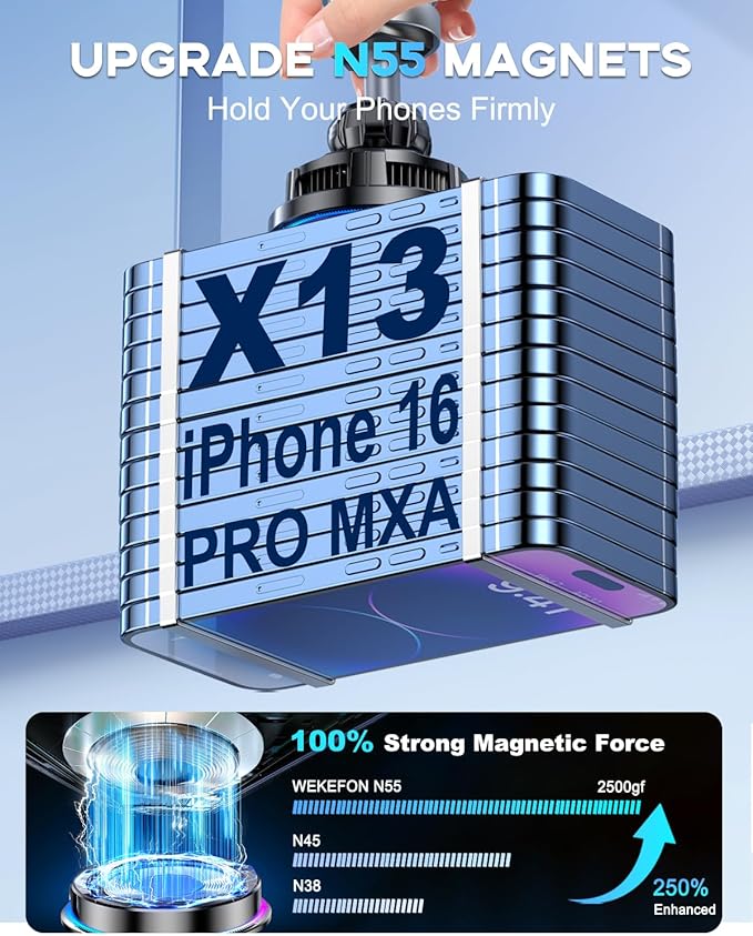 Upgraded TEC and Fan Phone Cooling Magnetic Wireless Car Charger, for MagSafe Car Charger Mount, RGB, Air Vent 15W Fast Charging Car Phone Holder for iPhone 17 16 15 14 13 12 Pro Max Air, for Samsung