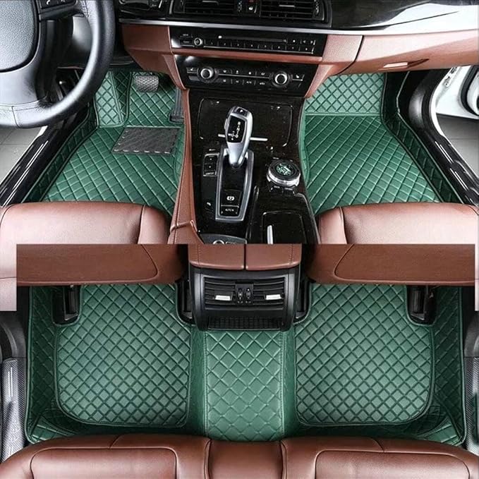 Custom Making Car Floor Mats for 98% Sedan SUV Car Protection Full Coverage Mats Anti-Slip Leather Floor Liners All Weather Car Floor Mats (Green)