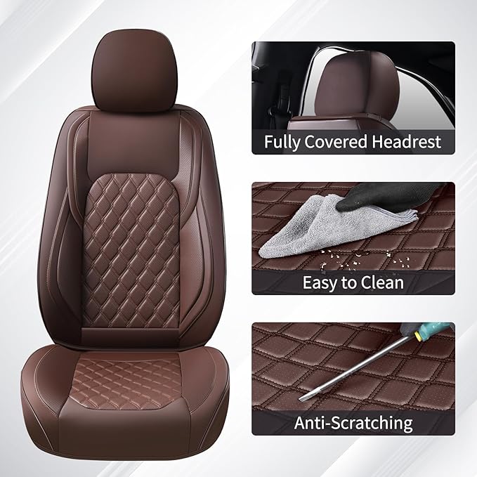 Huidasource Tacoma Custom Seat Covers Fit for Toyota Tacoma 2016-2023 Double & Crew Cab SR SR5 Limited TRD Sport/Pro/Off Road, 360° Full-wrap Waterproof Car Seat Cushion Cover (Full Set/Coffee)