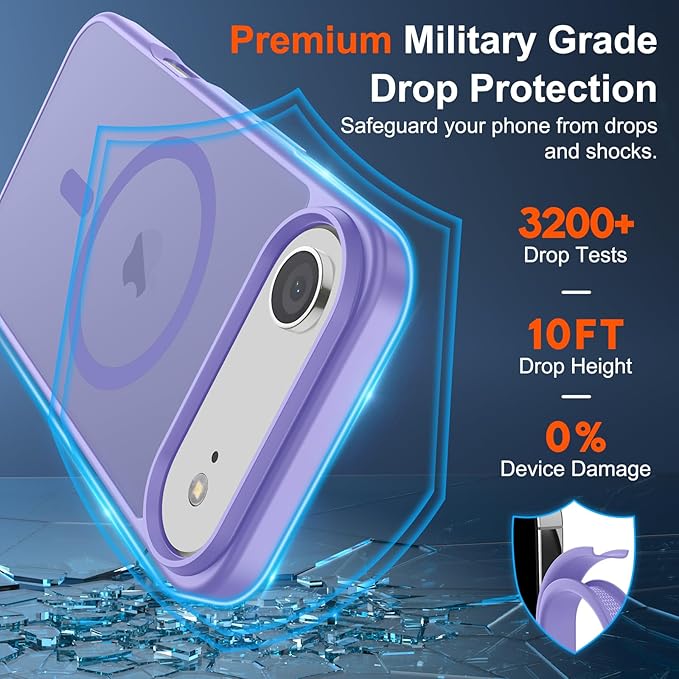 SUPFINE Magnetic for iPhone Air Case (Compatible with MagSafe)(Military Grade Drop Protection) Slim Translucent Matte Shockproof with Anti-Fingerprint Phone Cover for 17 Air,Purple