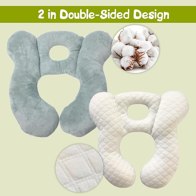 Baby Travel Pillow, Infant Kid's Cushion Soft and Skin Friendly for Car Seat, Pushchair and Stroller (Plush Grey)