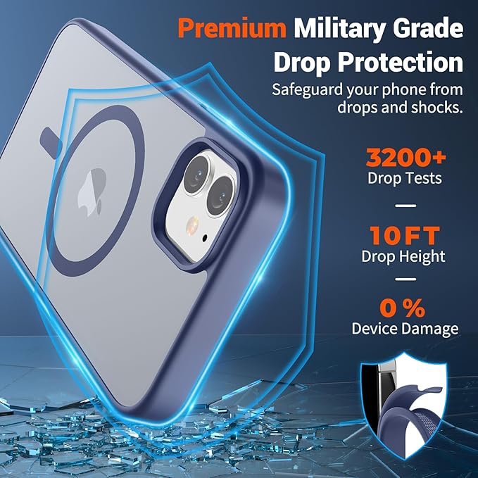 SUPFINE Magnetic for iPhone 12 Mini Case & iPhone 13 Mini Case (Compatible with MagSafe) (Military Grade Drop Protection) Slim Translucent Matte Shockproof Phone Cover,Lavender Gray