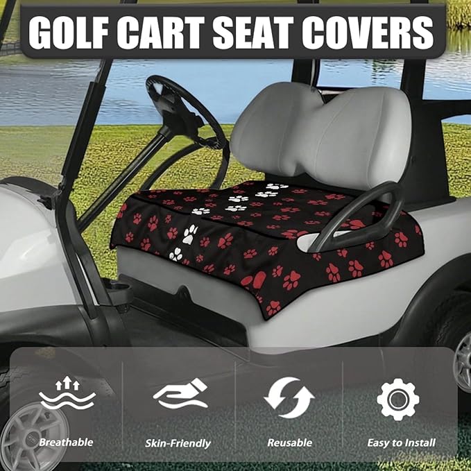 Biyejit Golf Cart Seat Covers with 4 Pockets Golf Cart Seat Towel Blanket Fits 2-Seat Golf Carts, Golf Cart Accessories