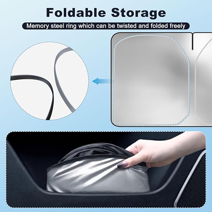 Kairiyard 2Pcs Car Windshield Sun Shade, 240T Thickened Foldable Sun Shade for Car Windshield Blocks Sun, Heat, Keep Vehicle Interior Cool (57.09x 31.5inch)
