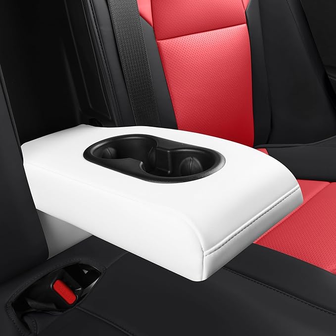 Seat Cover for Tesla Model 3 2017 2018 2019 2020 2021 2022 2023 Custom Fit Leather Car Interior Seat Cushion Cover Compatible Airbag Full Set (Red+Black-3)