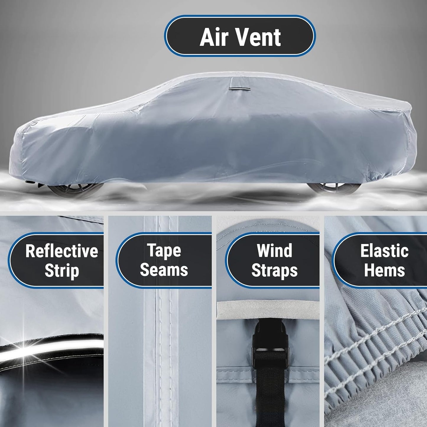 iCarCover Custom Car Cover for Pontiac Grandville (1971-1975) Waterproof All-Weather Rain Snow UV Sun Protector Full Exterior Indoor Outdoor Car Cover (Stripe - Gray/Black)