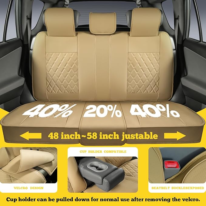 LINGVIDO Car Seat Covers Full Set (5 Seats) - Premium Perforated Nappa Leather, Waterproof Shield, Omni-Adapt Fit SUVs Sedans, Ultimate Family & Pet Protection