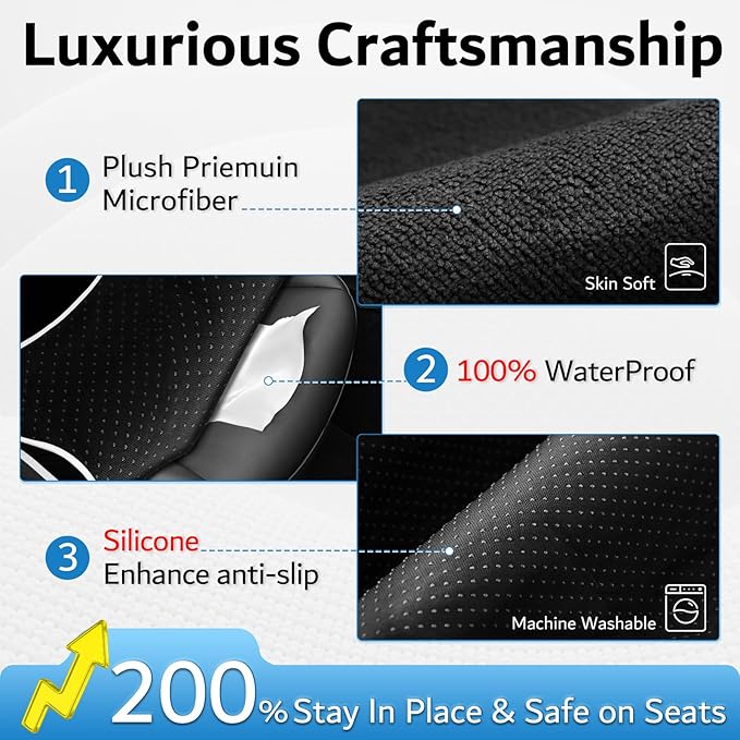 Premium Microfiber Towel Tesla Model Y Juniper/3 Seat Cover, Waterproof | Sweatproof | Machine Washable | Non-Slip, Seat Protector for Tesla Model 3/Y 2016-2026 Interior Accessories - (1Pack, Black)