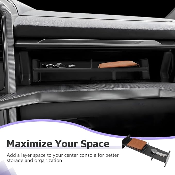 LUWU Glove Box Organizer Compatible with 2021-2025 2026 Ford F150 Accessories Passenger Side Storage Divider Partition Insert Box Glove Storage Compartment Organizer Tray ABS Materials
