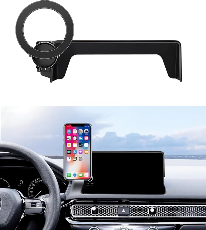 MaserWeller Car Phone Holder for Honda Civic 11th Gen 2022 2023 2024 2025 2026 Accessories 7/9-inch Screen 360° Rotation Phone Mount Compatible with MagSafe iPhone Accessories