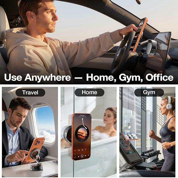Vooii Phone Holders for Your Car for Magsafe (130+LB Strongest Ever Suction & 3000gf Magnetic) 360° Adjustable Vacuum Car Phone Mount, Car Phone Holder for iPhone 17 Pro Max 16 15 14 13 12 Air Plus