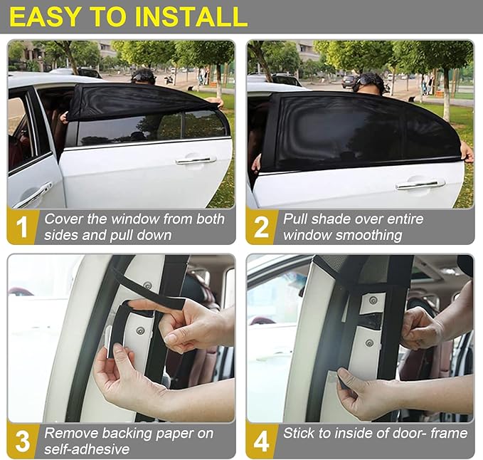 Car Window Shades for Baby, 2 Pack Car Sun Shade for Baby Kids Adults Pet, Large Size Mesh Covers Rear Side Sun Shades for SUV MPV Block UV Rays & Privacy Protection(42"x23")