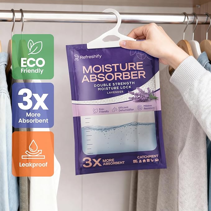 Moisture Absorbers and Humidity Absorber Bags for Closet - 10 Pack High-Efficiency Moisture Absorber and Humidity Packs for Home, Moisture Bags and Dehumidifier Bags for Car Lavender, 10 Pack