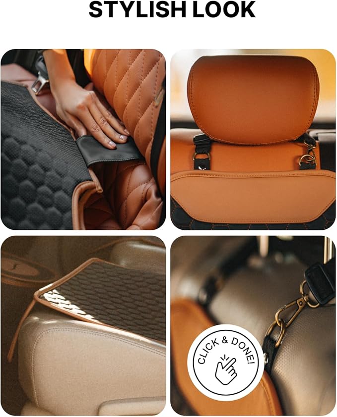 Owleys Set Seat Back Organizer & Car Seat Protector Hexy Waterproof & Non-Slip Protector for Child Car Cushion for Leather and Fabric Seats (Hexy Set 2)