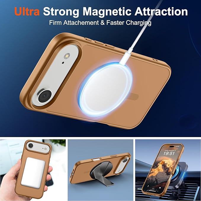 SUPFINE Magnetic for iPhone Air Case (Compatible with MagSafe)(Military Grade Drop Protection) Slim Translucent Matte Shockproof with Anti-Fingerprint Phone Cover for 17 Air,Brown